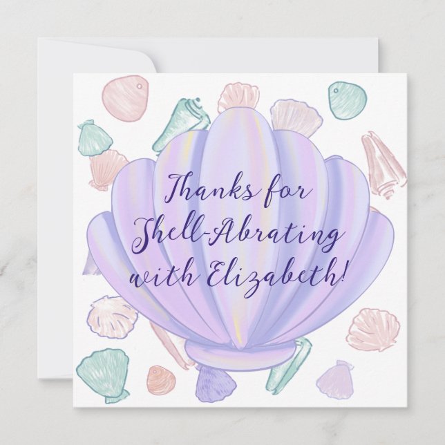 Let’s Shellabrate Seashell Under the Sea Birthday  Thank You Card (Front)