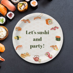 Let’s sushi and party! paper plate