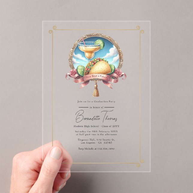 Let’s Taco ‘Bout a Future Acrylic Graduation Party Invitations (Insitu (Handheld))