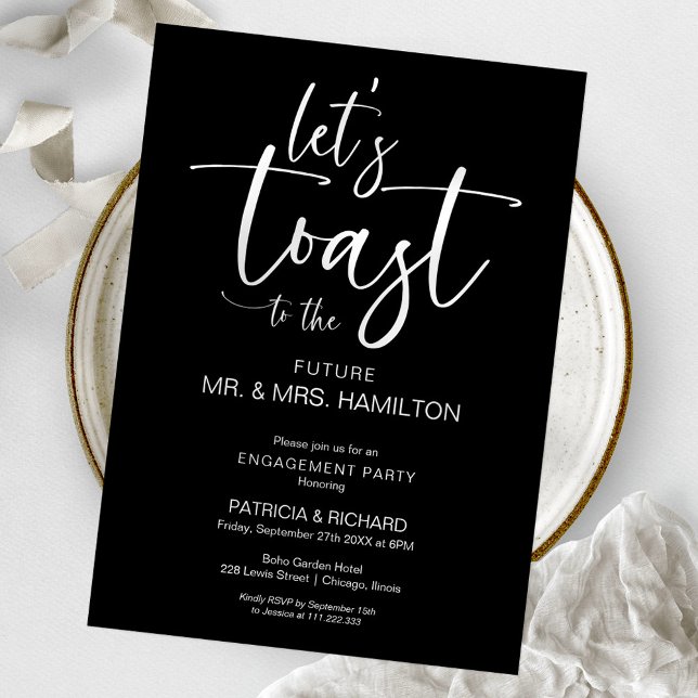 Let’s Toast Chic Calligraphy Engagement Party Invitation (Creator Uploaded)
