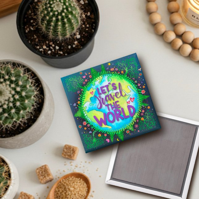 Let’s Travel the World Fun Trendy  Inspirivity  Magnet (Creator Uploaded)