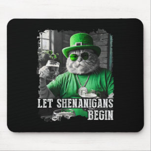 Let Shenanigans Begin Funny Fat Cat St. Patrick's Mouse Pad