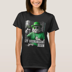 Let Shenanigans Begin Funny Fat Cat St. Patrick's T-Shirt