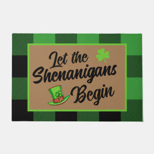 Let Shenanigans Begin, St. Patrick's Buffalo Plaid Doormat