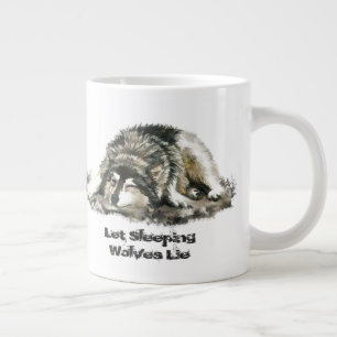Let Sleeping Wolves Lie Inspirational Quote Large Coffee Mug