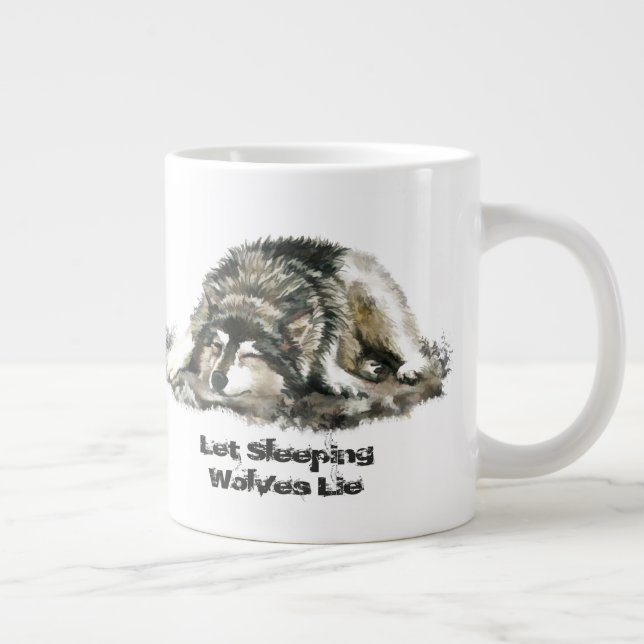 Let Sleeping Wolves Lie Inspirational Quote Large Coffee Mug (Right)