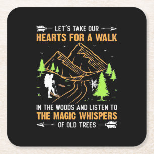 Let Take Our Hearts For A Walk Square Paper Coaster