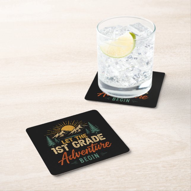Let The 1st Grade Adventure Begin Square Paper Coaster (Insitu)