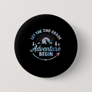 Let The 2nd Grade Adventure Begin Retro First Day 6 Cm Round Badge