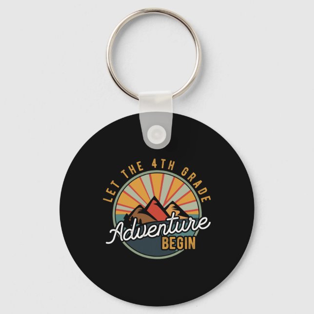 Let the 4th Grade Adventure Begin Fourth Grade Tea Key Ring (Front)