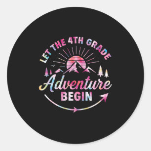 Let The 4th Grade Adventure Begin Retro First Day Classic Round Sticker