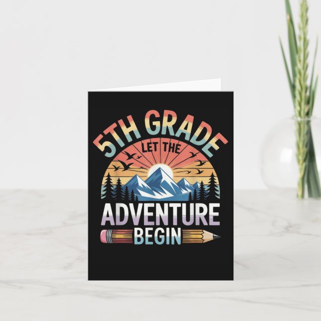 Let The 5th Grade Adventure Begin Retro First Day  Card (Front)
