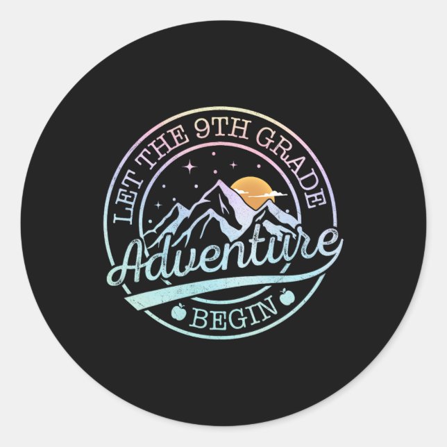 Let The 9th Grade Adventure Begin Retro First Day  Classic Round Sticker (Front)