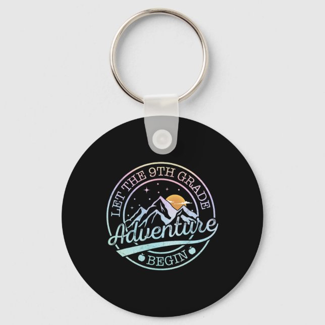 Let The 9th Grade Adventure Begin Retro First Day  Key Ring (Front)