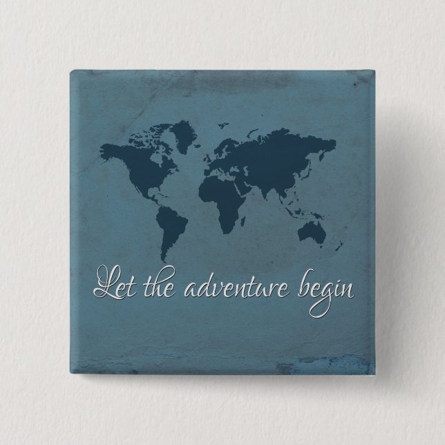 Let the adventure begin 15 cm square badge (Front)