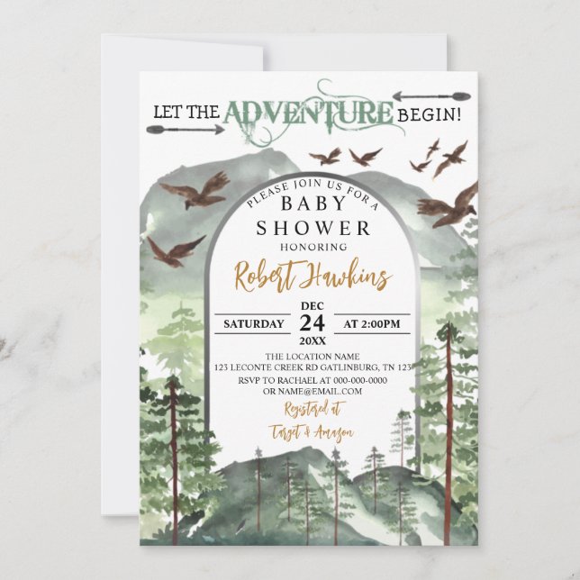 Let the Adventure Begin Baby Shower Invitation (Front)