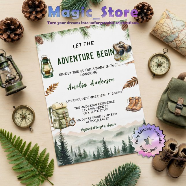 Let the Adventure Begin Baby Shower Invitation (Creator Uploaded)