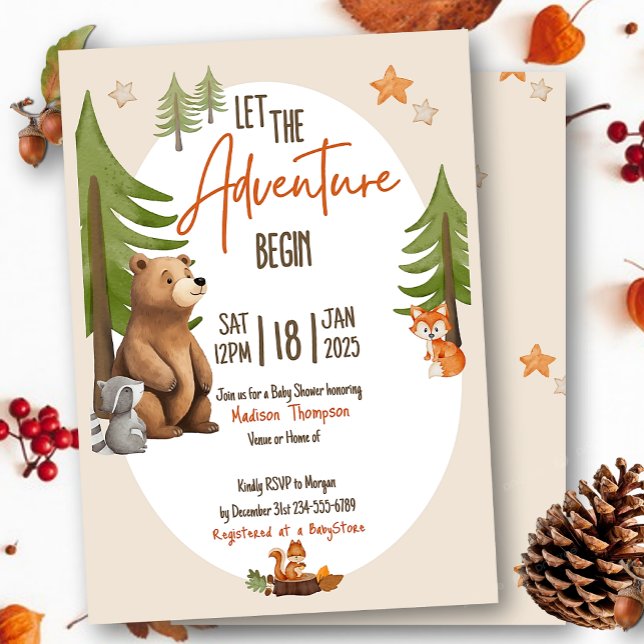 Let the Adventure Begin Baby Shower Invitation (Creator Uploaded)