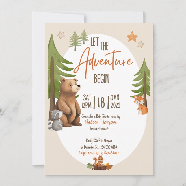 Let the Adventure Begin Baby Shower Invitation (Front)