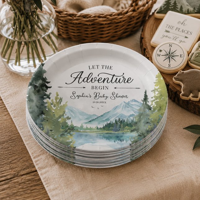 Let The Adventure Begin Baby Shower Paper Plates (Creator Uploaded)