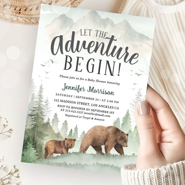 Let The Adventure Begin Baby Shower Woodland  Invitation (Creator Uploaded)