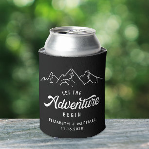 Let The Adventure Begin Black Wedding Favour Can Cooler