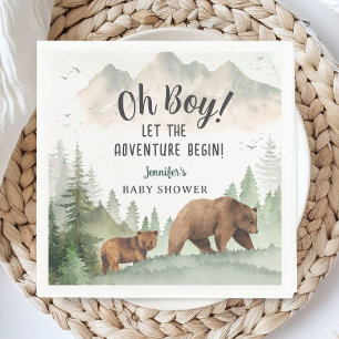 Let the Adventure Begin Boy Woodland Baby Shower Napkin