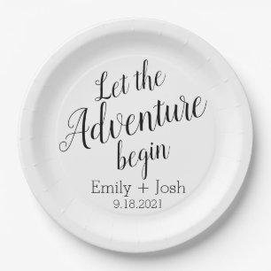 Let the adventure begin custom personalised  napki paper plate