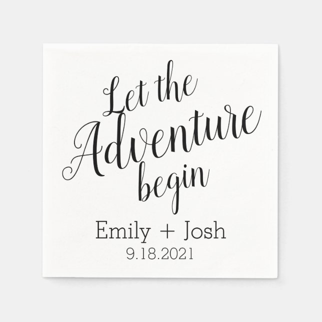 Let the adventure begin custom personalised  napkin (Front)