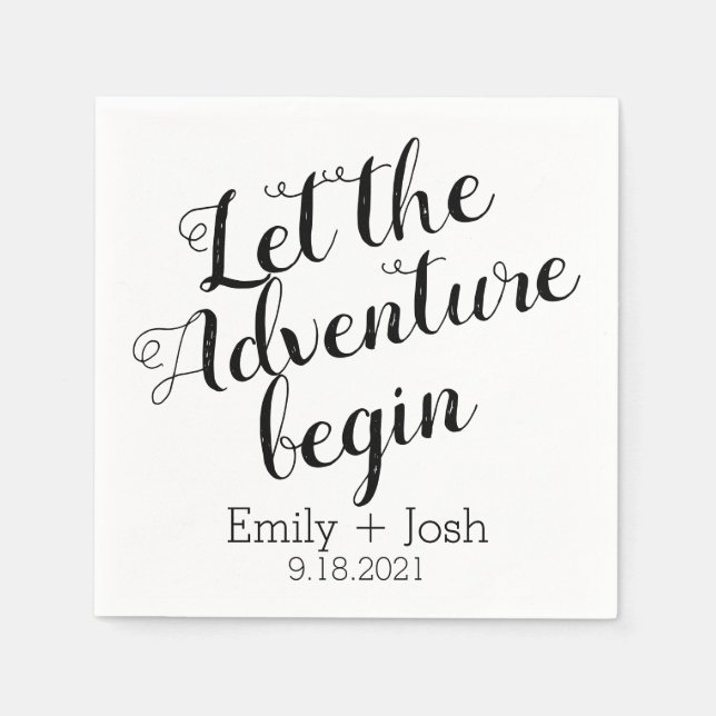 Let the adventure begin custom personalized napkin (Front)