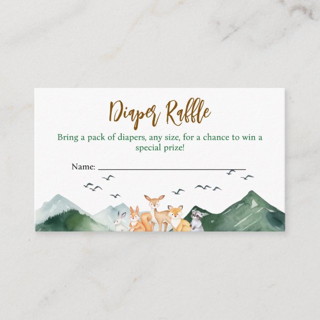 Let the Adventure Begin Forest Diaper Raffle Enclosure Card (Front)