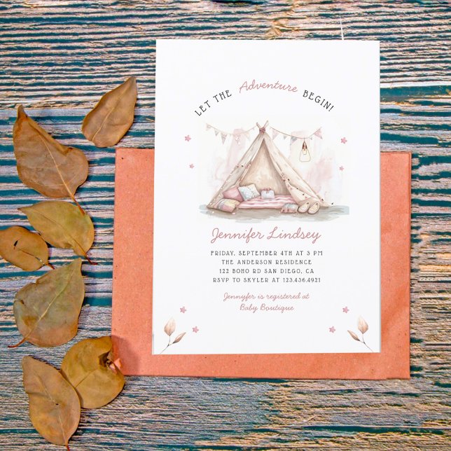 Let the Adventure Begin Girl Baby Shower Invitation (Creator Uploaded)