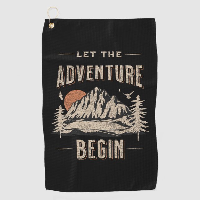 Let the adventure begin golf towel (Front)