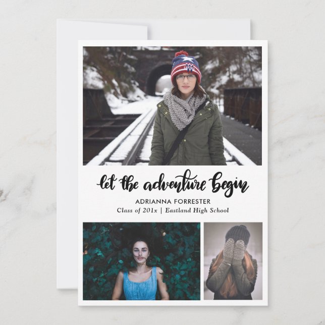 Let The Adventure Begin Handwritten | Graduate Invitation (Front)