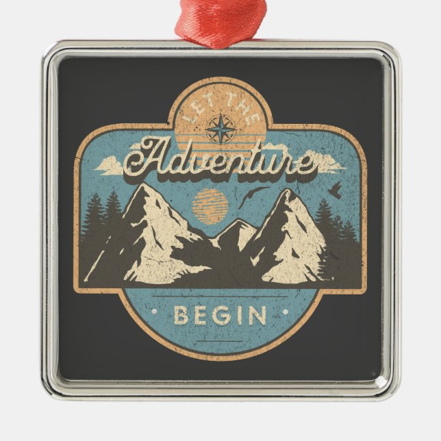 Let the adventure begin metal ornament (Front)