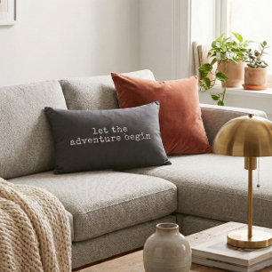 Let The Adventure Begin Modern Minimalist Quote Decorative Cushion