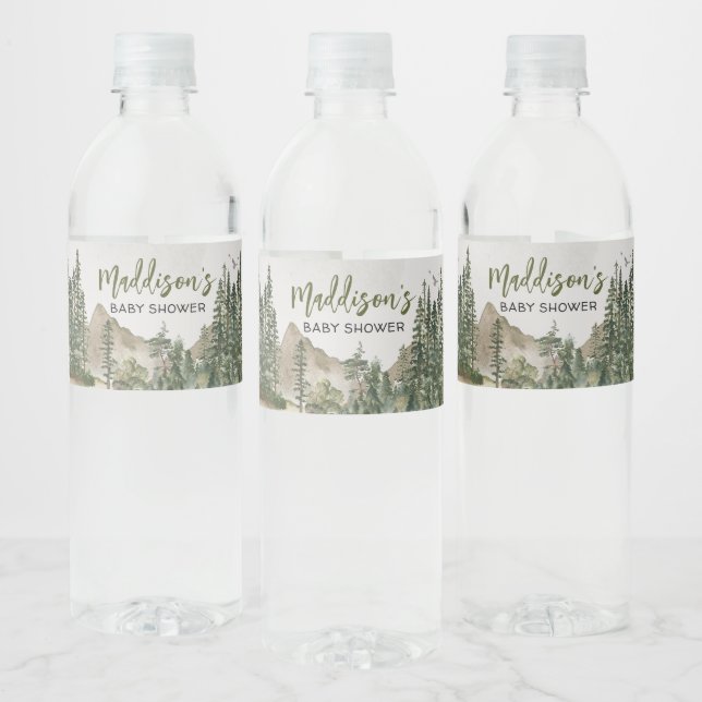 Let the Adventure Begin Mountain Baby Shower Water Bottle Label (Bottles)