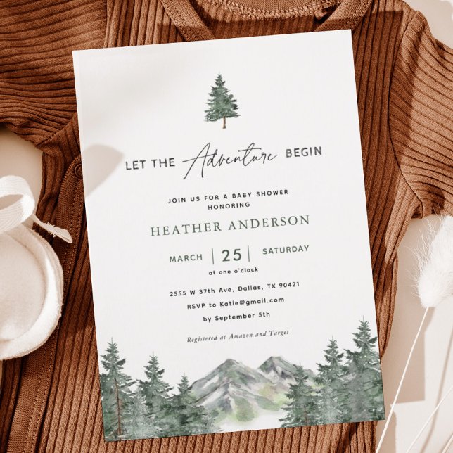 Let The Adventure Begin Mountain Boy Baby Shower Invitation (Creator Uploaded)