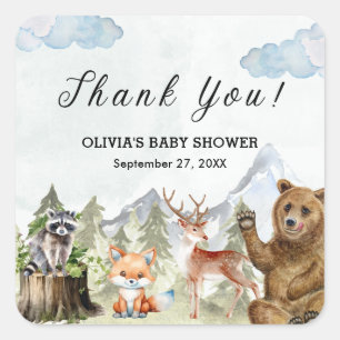 Let the Adventure Begin Mountain Boy Baby Shower  Square Sticker