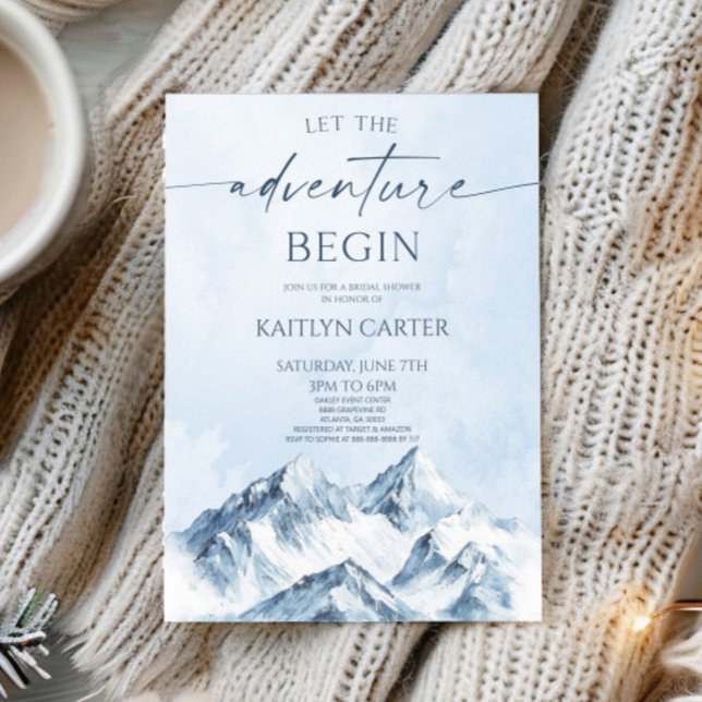 Let The Adventure Begin Mountain Bridal Shower Invitation (Creator Uploaded)
