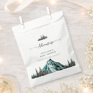 Let The Adventure Begin Mountain Pine Baby Shower Favour Bag