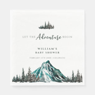 Let The Adventure Begin Mountain Pine Baby Shower Napkin