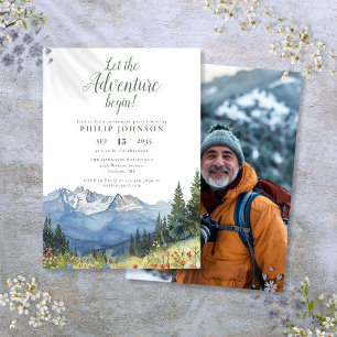 Let The Adventure Begin Mountain Retirement Party Invitation