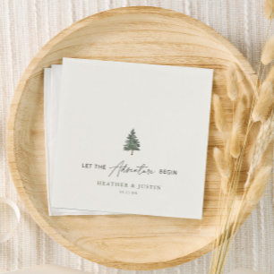 Let The Adventure Begin Mountain Wedding Napkin