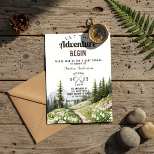 Let The Adventure Begin Mountains Baby Shower Invitation