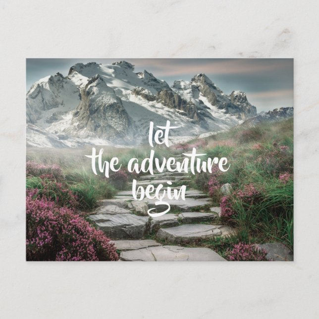 Let the adventure begin /Mountains /Personalised Postcard (Front)