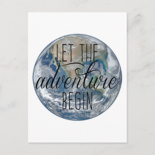 Let the adventure begin Mug, Quote Postcard (Front)