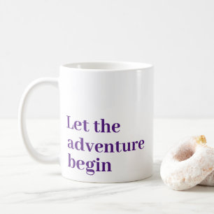 Let the adventure begin purple script Monogram Coffee Mug