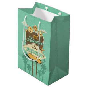Let the adventure begin retro style design medium gift bag
