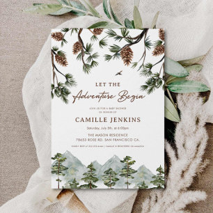Let the Adventure Begin Rustic Baby Shower Invitation